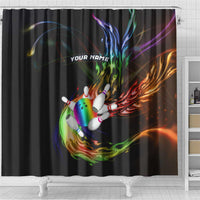 Custom Bowling Quarter Rainbow fFame Bowling Ball Shower Curtain with Colorful Flaming Strike Design Rainbow Ball - Wonder Print Shop