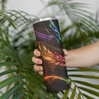 Custom Bowling Quarter Rainbow fFame Bowling Ball Skinny Tumbler with Colorful Flaming Strike Design Rainbow Ball - Wonder Print Shop