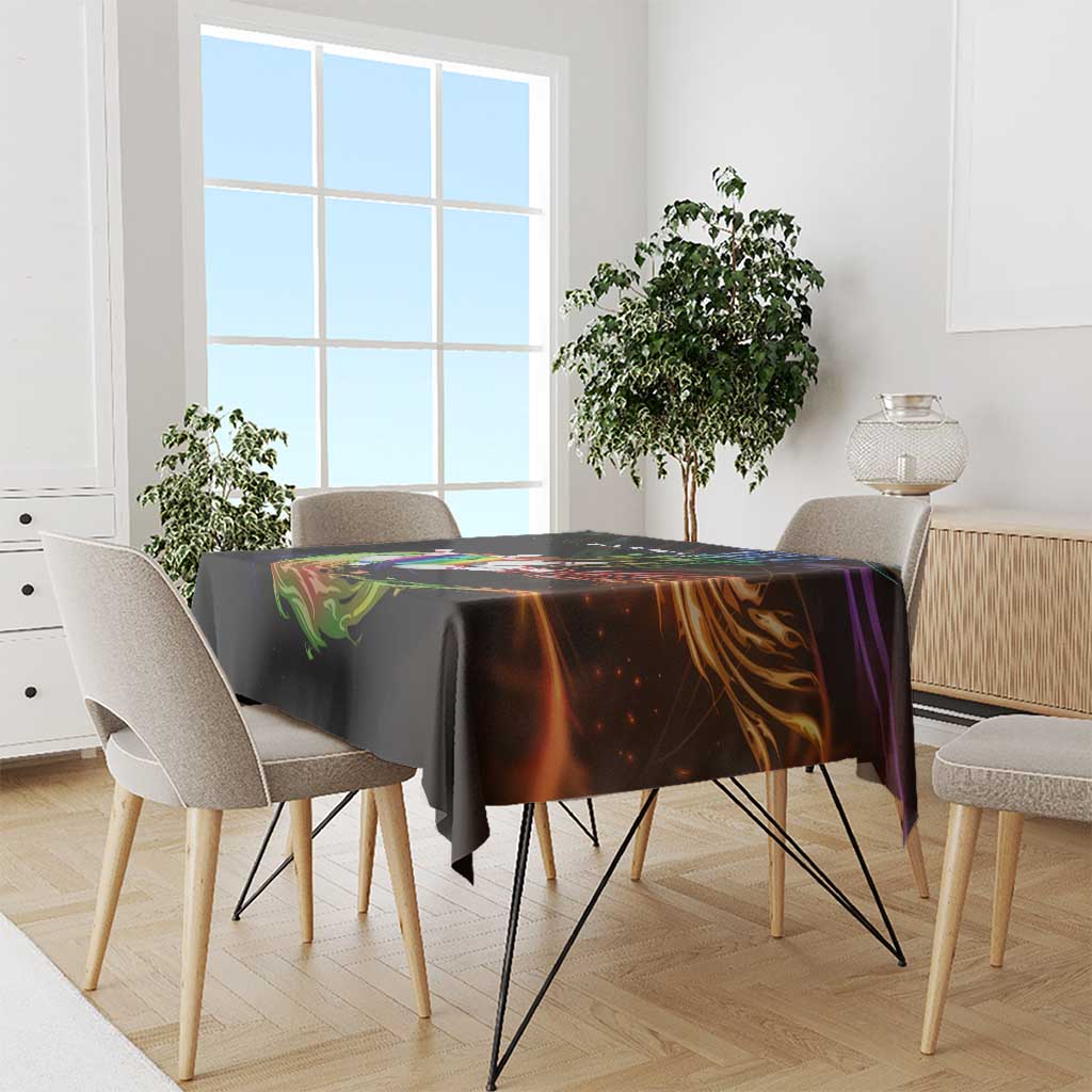 Custom Bowling Quarter Rainbow fFame Bowling Ball Tablecloth with Colorful Flaming Strike Design Rainbow Ball - Wonder Print Shop