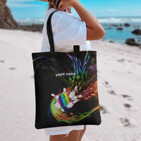 Custom Bowling Quarter Rainbow fFame Bowling Ball Tote Bag with Colorful Flaming Strike Design Rainbow Ball - Wonder Print Shop