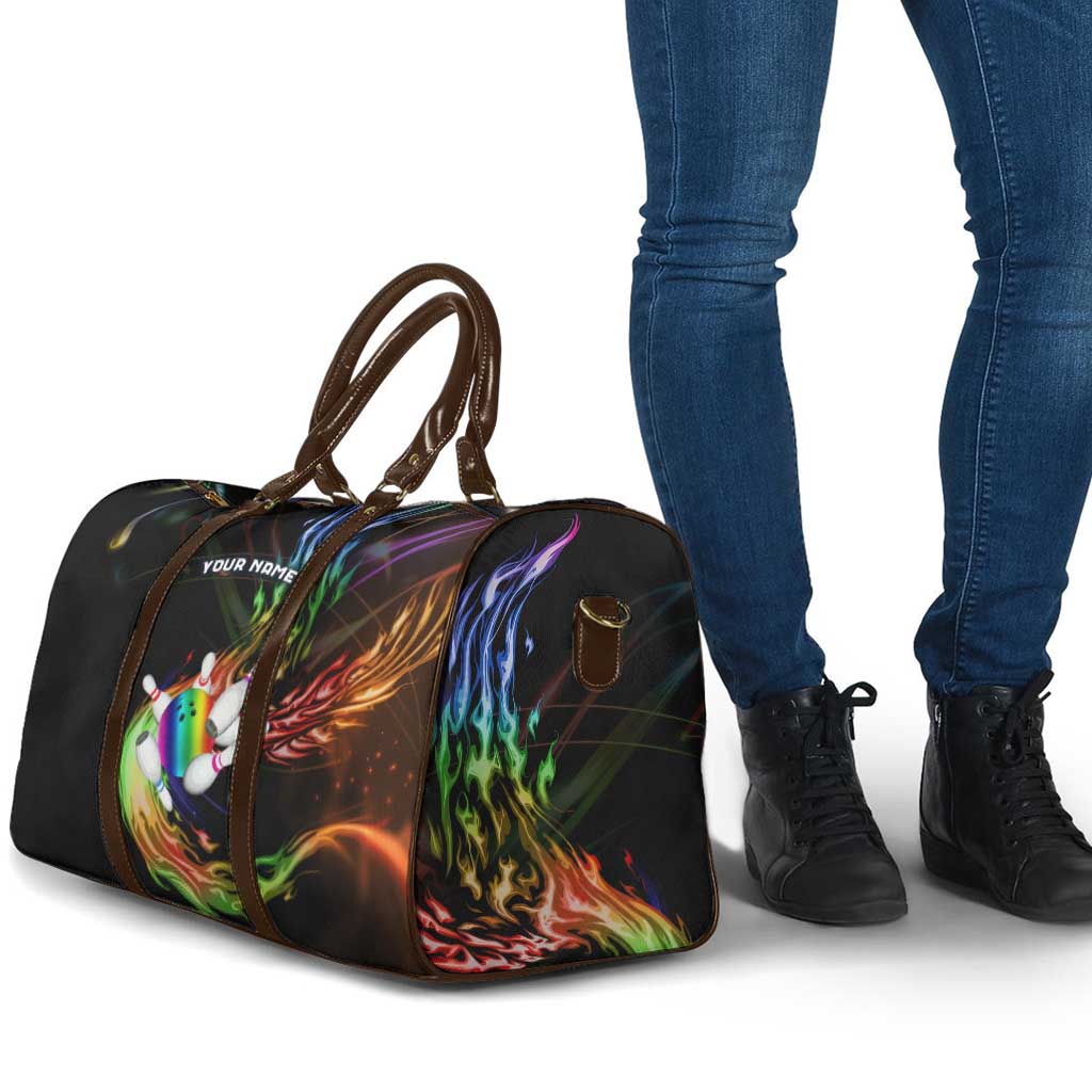 Custom Bowling Quarter Rainbow fFame Bowling Ball Travel Bag with Colorful Flaming Strike Design Rainbow Ball - Wonder Print Shop