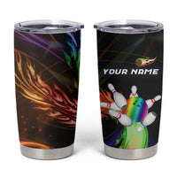 Custom Bowling Quarter Rainbow fFame Bowling Ball Tumbler Cup with Colorful Flaming Strike Design Rainbow Ball - Wonder Print Shop