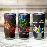 Custom Bowling Quarter Rainbow fFame Bowling Ball Tumbler Cup with Colorful Flaming Strike Design Rainbow Ball - Wonder Print Shop