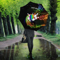 Custom Bowling Quarter Rainbow fFame Bowling Ball Umbrella with Colorful Flaming Strike Design Rainbow Ball - Wonder Print Shop