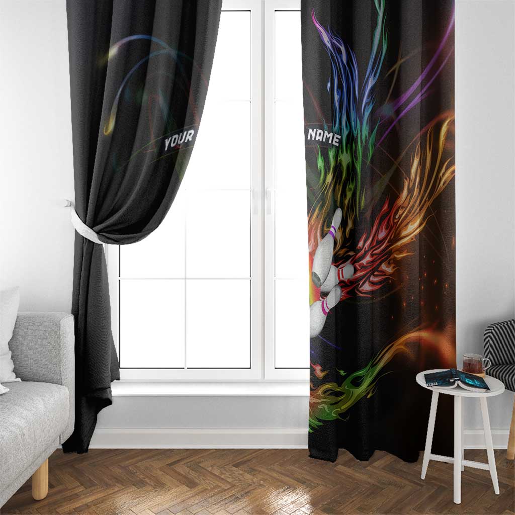 Custom Bowling Quarter Rainbow fFame Bowling Ball Window Curtain with Colorful Flaming Strike Design Rainbow Ball - Wonder Print Shop