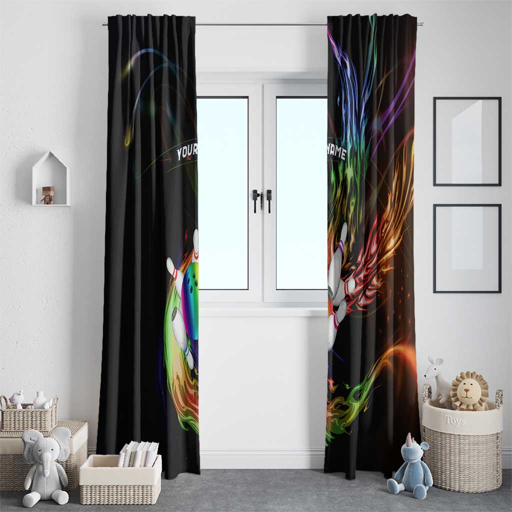 Custom Bowling Quarter Rainbow fFame Bowling Ball Window Curtain with Colorful Flaming Strike Design Rainbow Ball - Wonder Print Shop