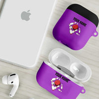 Personalized Purple Black Retro Bowling AirPods Case with Cartoon Strike - Wonder Print Shop