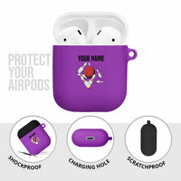 Personalized Purple Black Retro Bowling AirPods Case with Cartoon Strike - Wonder Print Shop