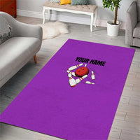 Personalized Purple Black Retro Bowling Area Rug with Cartoon Strike - Wonder Print Shop