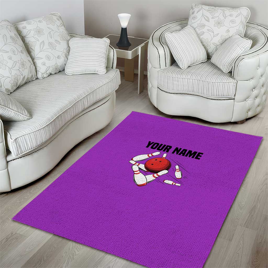 Personalized Purple Black Retro Bowling Area Rug with Cartoon Strike - Wonder Print Shop