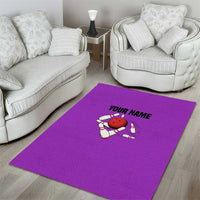 Personalized Purple Black Retro Bowling Area Rug with Cartoon Strike - Wonder Print Shop