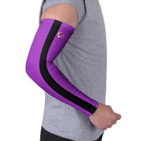 Personalized Purple Black Retro Bowling Arm Sleeves with Cartoon Strike - Wonder Print Shop