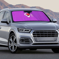 Personalized Purple Black Retro Bowling Auto Sun Shade with Cartoon Strike - Wonder Print Shop