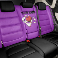 Personalized Purple Black Retro Bowling Back Car Seat Cover with Cartoon Strike - Wonder Print Shop