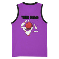 Personalized Purple Black Retro Bowling Basketball Jersey with Cartoon Strike - Wonder Print Shop