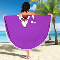 Personalized Purple Black Retro Bowling Beach Blanket with Cartoon Strike - Wonder Print Shop