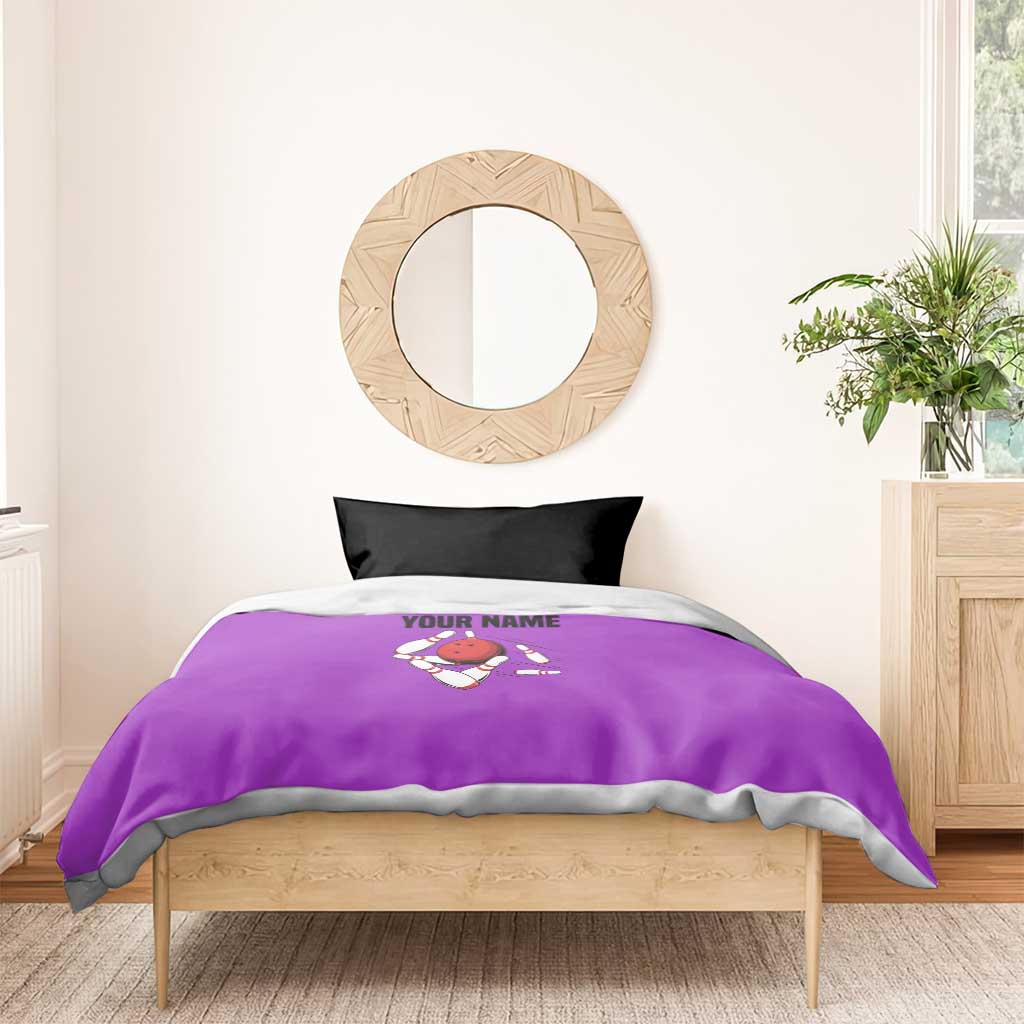 Personalized Purple Black Retro Bowling Bedding Set with Cartoon Strike - Wonder Print Shop