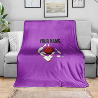 Personalized Purple Black Retro Bowling Blanket with Cartoon Strike - Wonder Print Shop