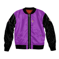 Personalized Purple Black Retro Bowling Bomber Jacket with Cartoon Strike - Wonder Print Shop
