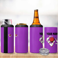 Personalized Purple Black Retro Bowling 4 in 1 Can Cooler Tumbler with Cartoon Strike - Wonder Print Shop