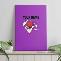 Personalized Purple Black Retro Bowling Canvas Wall Art with Cartoon Strike - Wonder Print Shop