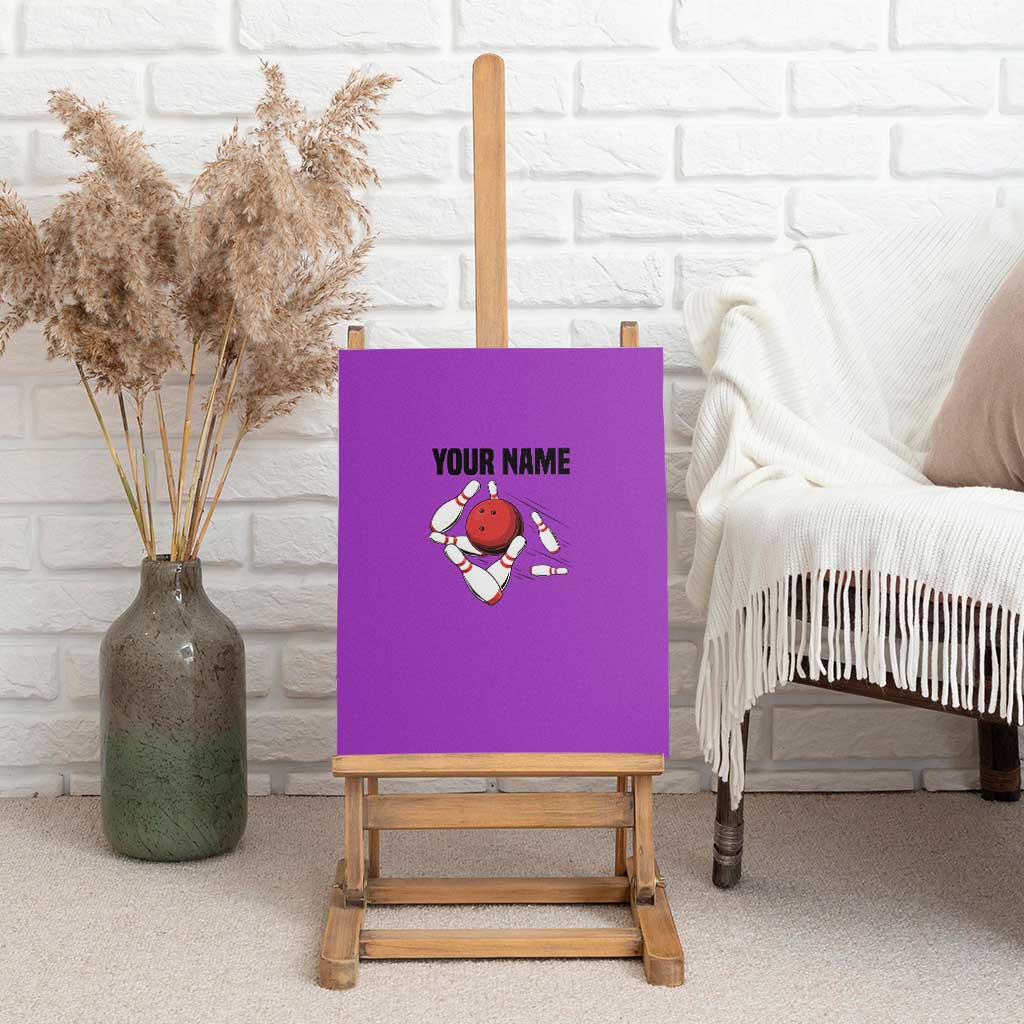 Personalized Purple Black Retro Bowling Canvas Wall Art with Cartoon Strike - Wonder Print Shop