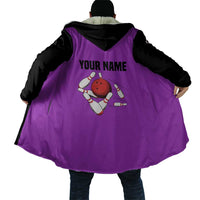 Personalized Purple Black Retro Bowling Cloak with Cartoon Strike - Wonder Print Shop