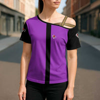 Personalized Purple Black Retro Bowling Cross Shoulder Shirt with Cartoon Strike - Wonder Print Shop