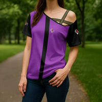 Personalized Purple Black Retro Bowling Cross Shoulder Shirt with Cartoon Strike - Wonder Print Shop
