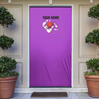 Personalized Purple Black Retro Bowling Door Cover with Cartoon Strike - Wonder Print Shop