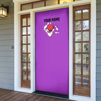 Personalized Purple Black Retro Bowling Door Cover with Cartoon Strike - Wonder Print Shop