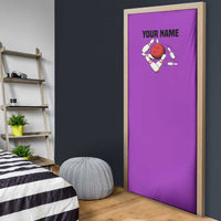 Personalized Purple Black Retro Bowling Door Cover with Cartoon Strike - Wonder Print Shop