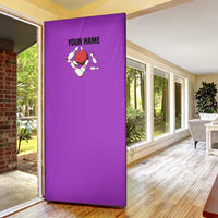 Personalized Purple Black Retro Bowling Door Cover with Cartoon Strike - Wonder Print Shop
