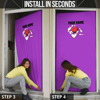 Personalized Purple Black Retro Bowling Door Cover with Cartoon Strike - Wonder Print Shop
