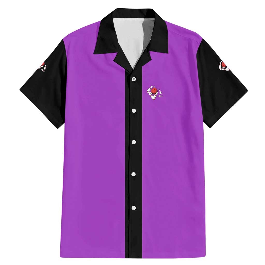 Personalized Purple Black Retro Bowling Family Matching Mermaid Dress and Hawaiian Shirt with Cartoon Strike - Wonder Print Shop