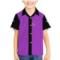 Personalized Purple Black Retro Bowling Family Matching Mermaid Dress and Hawaiian Shirt with Cartoon Strike - Wonder Print Shop