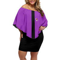 Personalized Purple Black Retro Bowling Family Matching Off Shoulder Short Dress and Hawaiian Shirt with Cartoon Strike - Wonder Print Shop