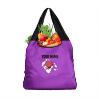 Personalized Purple Black Retro Bowling Grocery Bag with Cartoon Strike - Wonder Print Shop