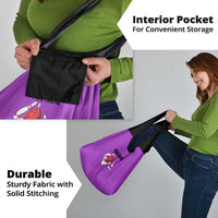 Personalized Purple Black Retro Bowling Grocery Bag with Cartoon Strike - Wonder Print Shop