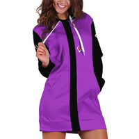 Personalized Purple Black Retro Bowling Hoodie Dress with Cartoon Strike - Wonder Print Shop