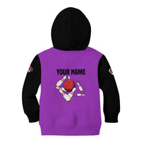 Personalized Purple Black Retro Bowling Kid Hoodie with Cartoon Strike - Wonder Print Shop