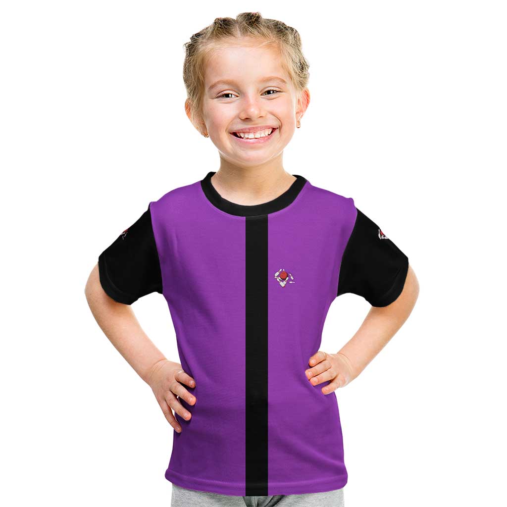 Personalized Purple Black Retro Bowling Kid T Shirt with Cartoon Strike - Wonder Print Shop