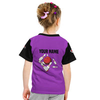 Personalized Purple Black Retro Bowling Kid T Shirt with Cartoon Strike - Wonder Print Shop