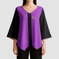 Personalized Purple Black Retro Bowling Kimono Sleeve Blouse with Cartoon Strike - Wonder Print Shop