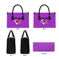 Personalized Purple Black Retro Bowling Leather Bag with Cartoon Strike - Wonder Print Shop
