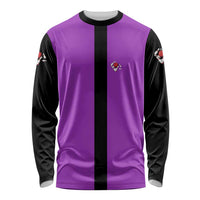 Personalized Purple Black Retro Bowling Long Sleeve Shirt with Cartoon Strike - Wonder Print Shop