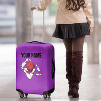 Personalized Purple Black Retro Bowling Luggage Cover with Cartoon Strike - Wonder Print Shop