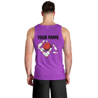 Personalized Purple Black Retro Bowling Men Tank Top with Cartoon Strike - Wonder Print Shop