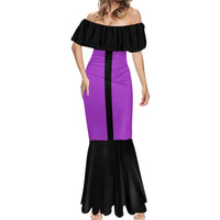 Personalized Purple Black Retro Bowling Mermaid Dress with Cartoon Strike - Wonder Print Shop