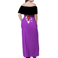 Personalized Purple Black Retro Bowling Off Shoulder Maxi Dress with Cartoon Strike - Wonder Print Shop